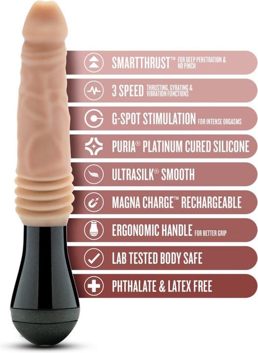 Actual product image Blush Dr. Skin Silikon Dr. Knight Stossender und vibrierender Dildo Beige