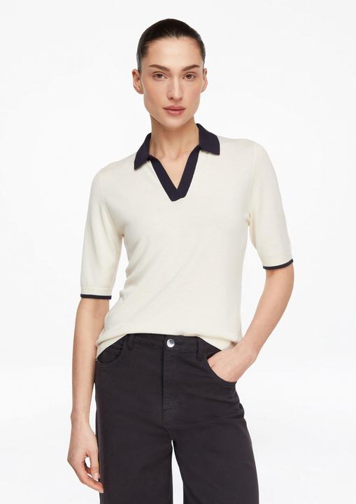 Produktbild Comma Strickpullover Femininer Polo-Pullover mit Kontrastkragen (32)