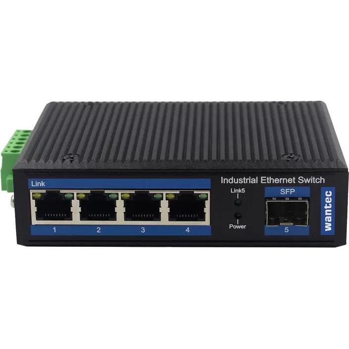 Thumbnail - Wantec Switch Industrial Fiber Ethernet für Huts. 4Port+1SFP (4 Ports), Netzwerk Switch, Blau, Schwarz
