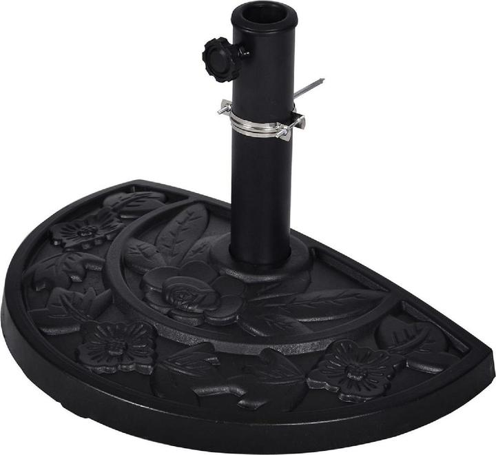 Produktbild VCM Sonnenschirmständer 9kg Polyresin halbrund schwarz Gussoptik 49x 31cm Balkon