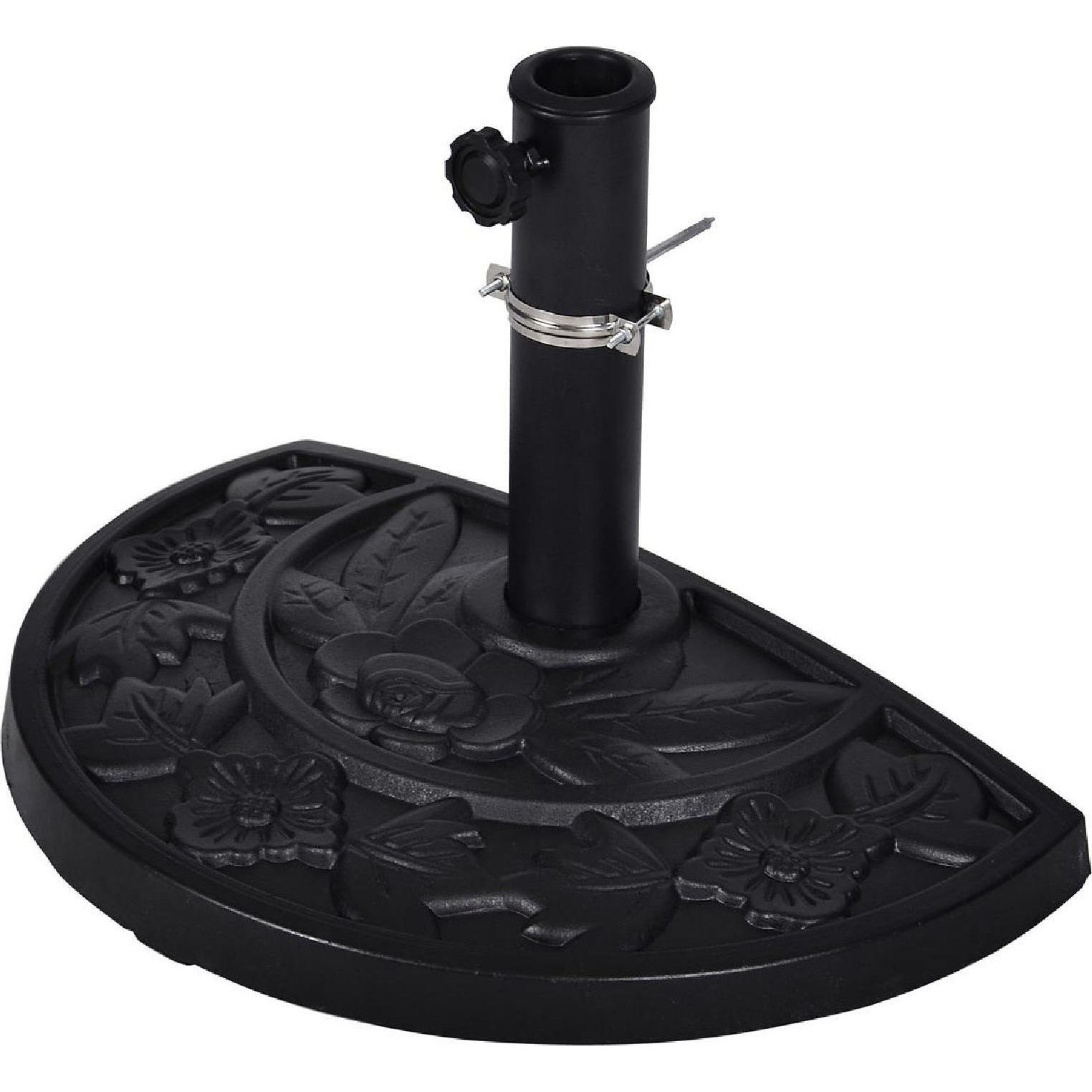VCM, Sonnenschirmständer, Sonnenschirmständer 9kg Polyresin halbrund schwarz Gussoptik 49x 31cm Balkon