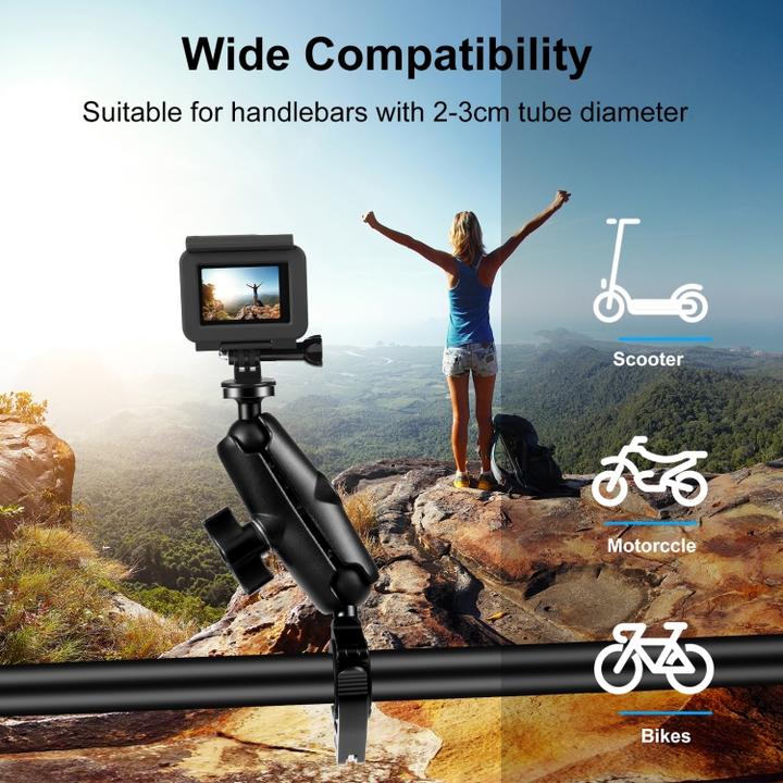 Actual product image Puluz Motorcycle O-Clip Quick Release Clamp Handlebar Mount Holder for GoPro and Other Cameras (Black)