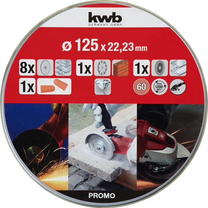 Actual product image kwb Cut-off wheel set 125 mm, 10-piece set incl. diamond and grinding wheel