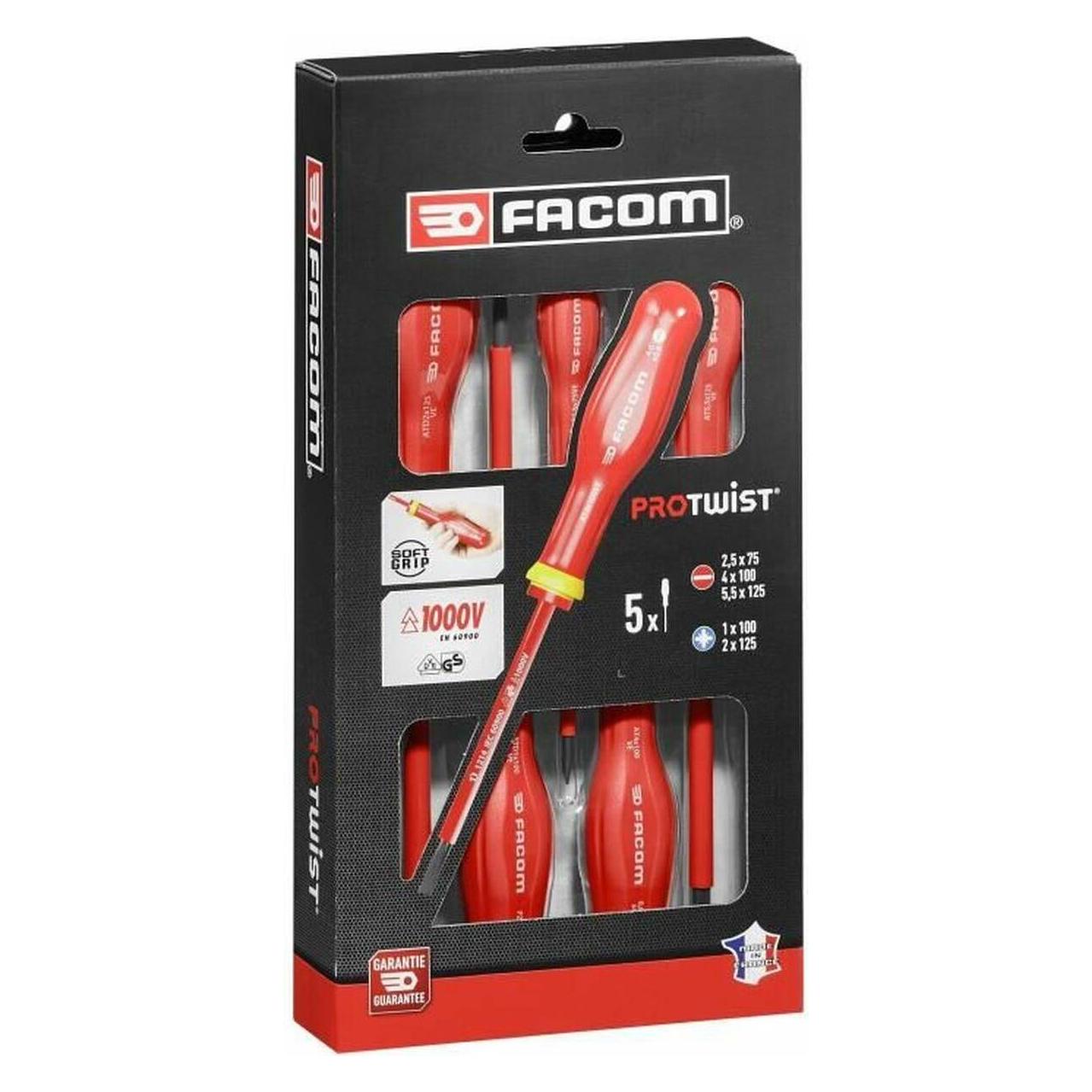 Facom, Schroevendraaiers, AT5VE.Pb 5-delige Protwist Schroevendraaierset 1000V (Gleuf)
