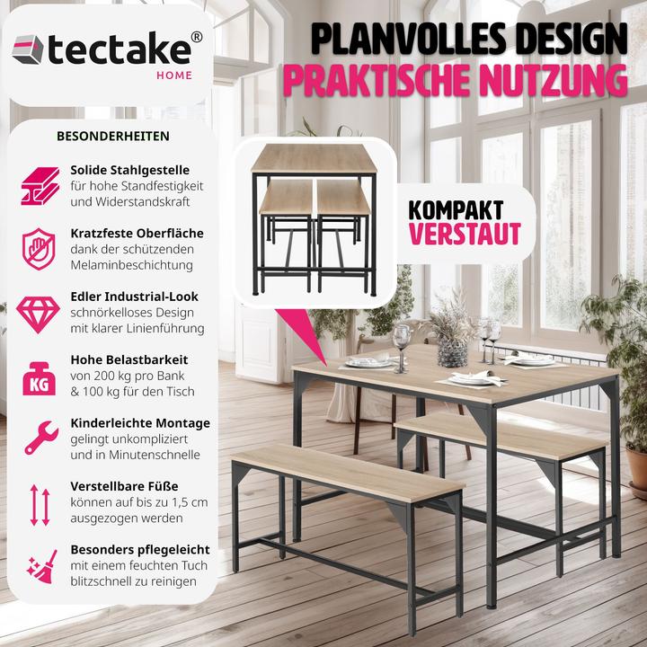 Actual product image tectake Dining table and benches Bolton (MDF)