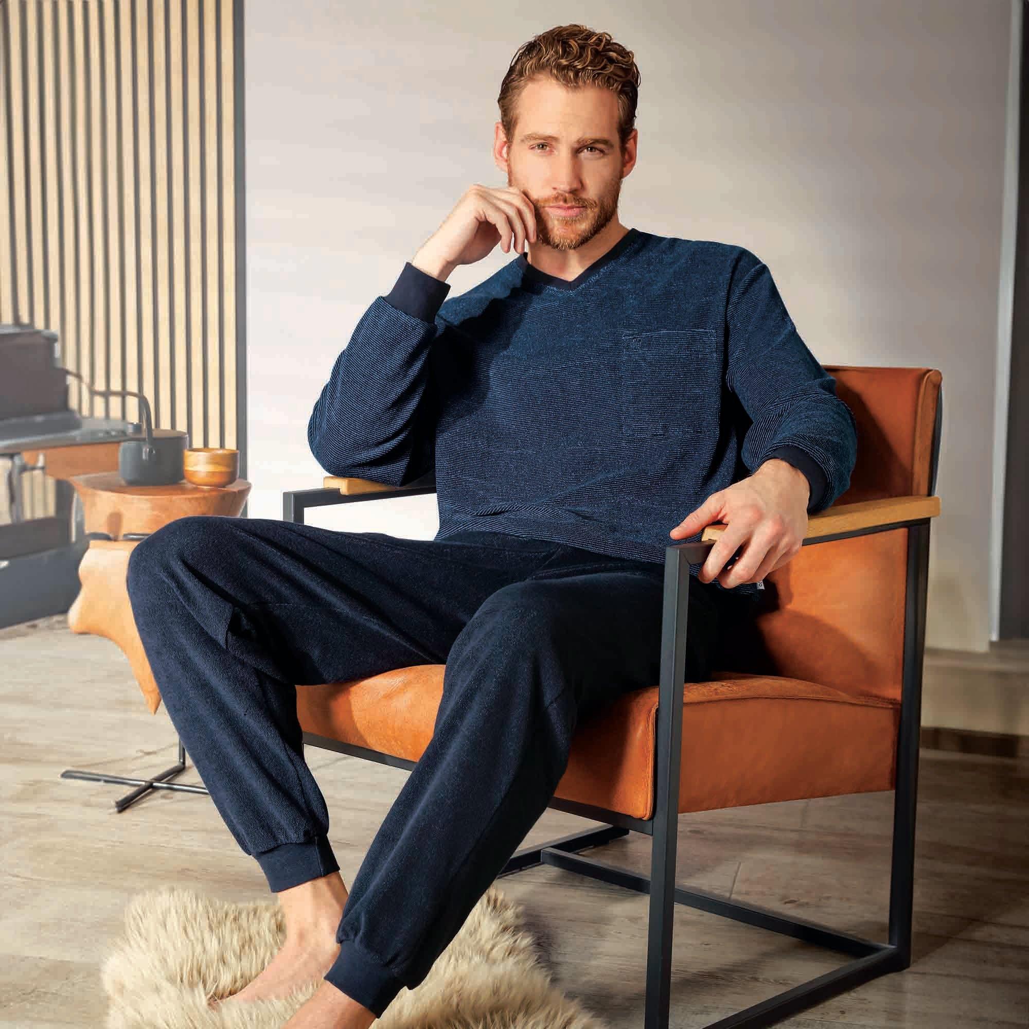 Thumbnail - Hajo, Herren, Pyjama, Pyjama Homewear Bequem sitzend, Blau, (M)