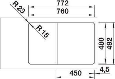 Actual product image Blanco ADIRA 45 S-F | SILGRANIT anthracite | installation type: flush-mounted | reversible | with remote (77 cm, 49 cm)