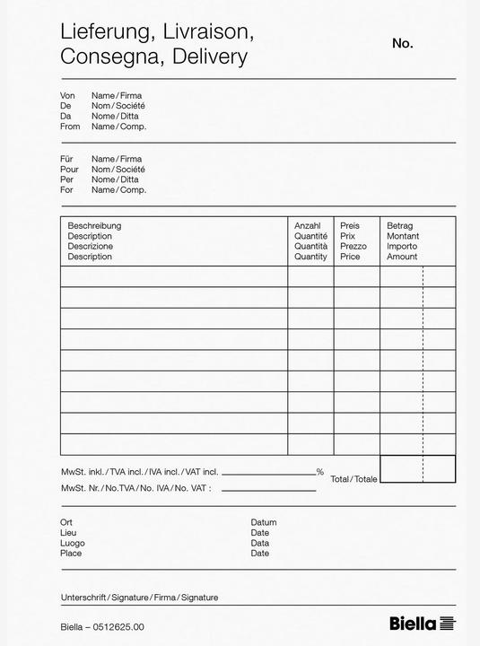 Nutritional values and ingredients Biella Copy Bloc delivery note pad (100 x)