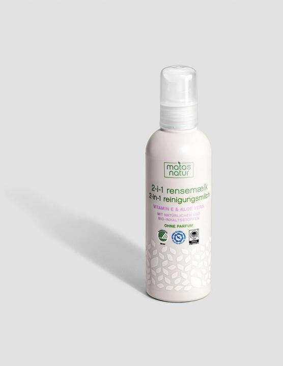 Image du produit Matas Lait démaquillant Nature 2 en 1 à l'aloe vera bio et à la vitamine E (Lait nettoyant, 200 ml)