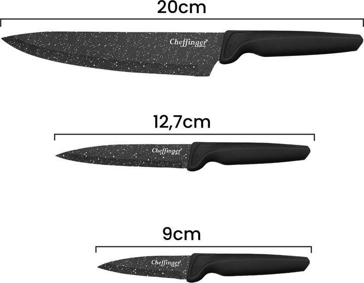 Produktbild Cheffinger 4er Set Kochmesser mit Schärfer