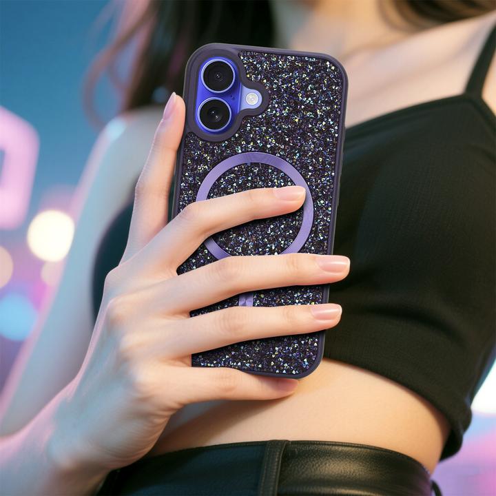 Produktbild Cadorabo iPhone 16 Hülle kompatibel mit MagSafe Glitzer Case (Apple iPhone 16)