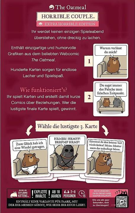 Immagine prodotto Exploding Kittens Horrible Couple (Extra Horrible Edition) (Tedesco, 2 - 8 Giocatori)