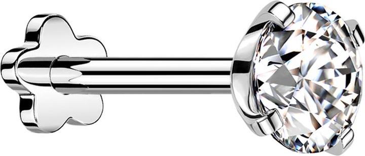 Actual product image Star Piercing Micro Threadless Labret Flower silver with crystal silver set (without brass, Titanium)