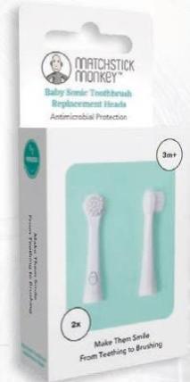 Produktbild Matchstick Monkey Zahnbürsten Ersatzköpfe (2er Pack) für elektrische Zahnbürste (2 x)