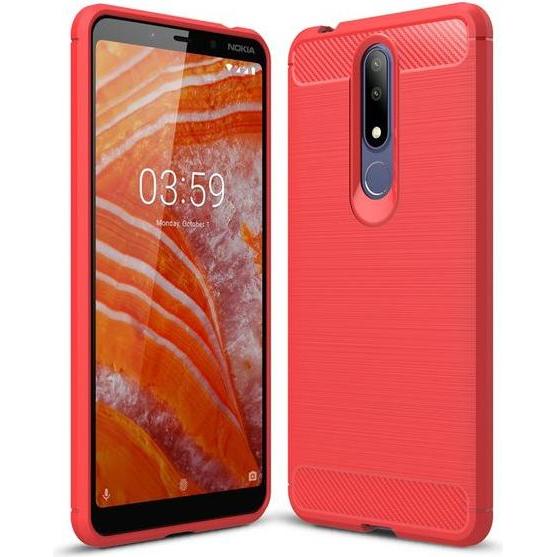 MU Style Carbon Fiber TPU Softcase Series (Nokia 3.1 Plus), Smartphone Hülle, Rot
