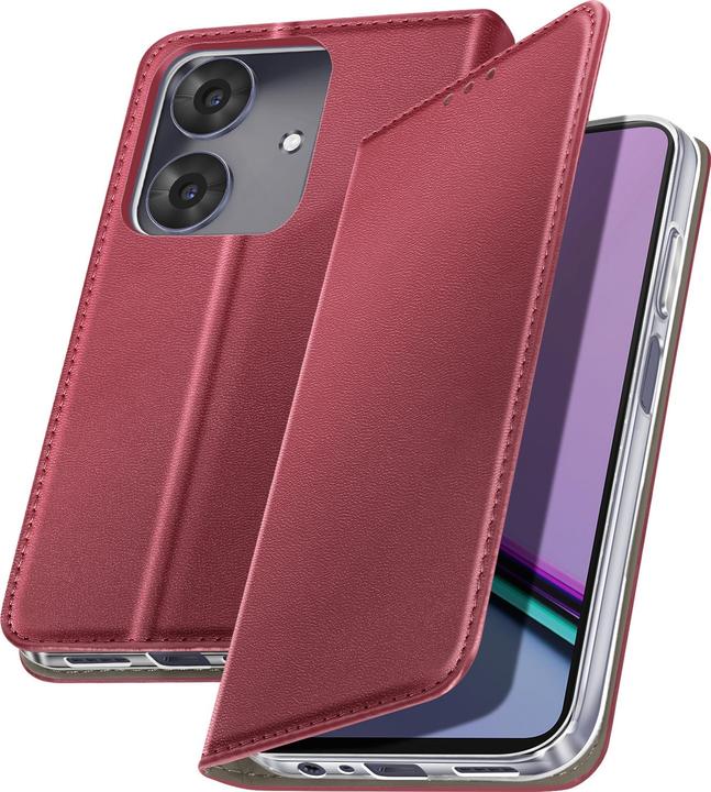 Actual product image OEM Smart Magnetic case for REALME Note 60 burgundy (Realme C63)