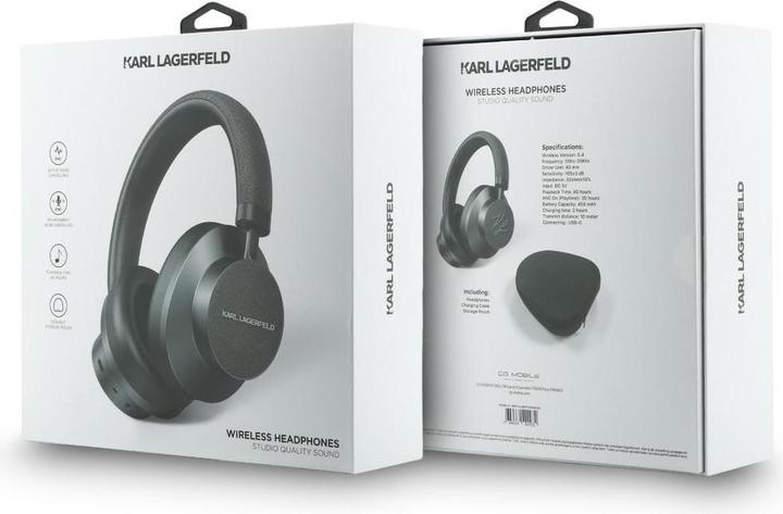 Produktbild Karl Lagerfeld Over-Ear Headphones Saffiano Elongated Bluetooth ANC grey (ANC, 40 h, Kabelgebunden, Kabellos)