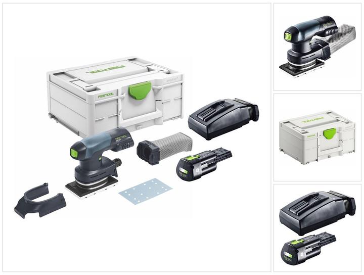 DTS, 12 - 1x sac à poussière Longlife SB-Longlife RTS, 1x Festool RTSC 400 Pousseur à une main sans fil - 1x StickFix patin de ponçage SSH-STF-80x130, ETS - 1x Festool PROTECTOR capot de protection PR RTS-R 80x133 - 1x Festool BP 18 Li 3,0 Ergo I batterie 18 V 3,0 Ah (577704) - 1x Festool TCL 6 chargeur (201135) - 1x Festool Systainer SYS3 M 187