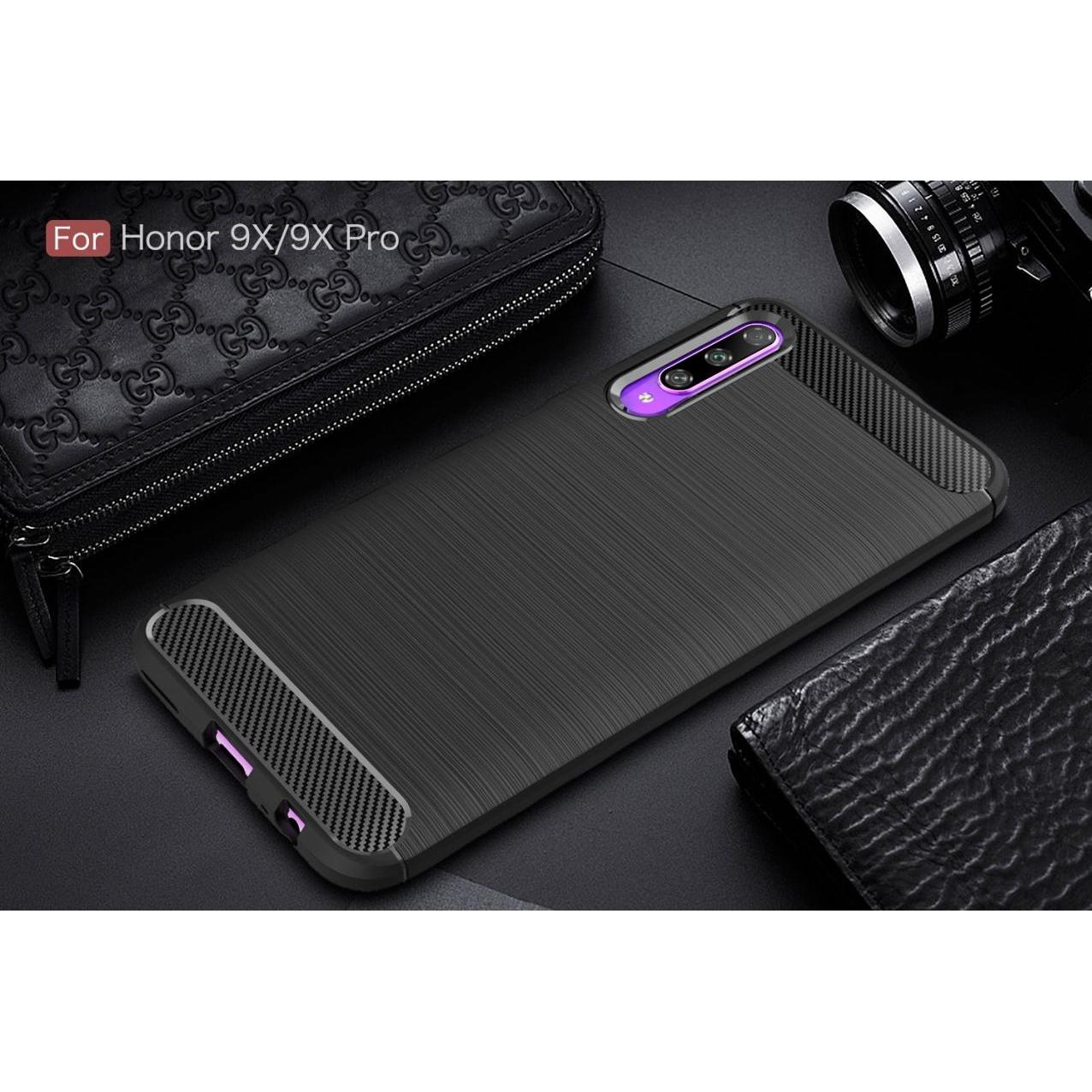 Thumbnail - Screenguard Honor 9X Hülle Carbon Brushed Soft TPU (Honor 9X), Smartphone Hülle, Schwarz
