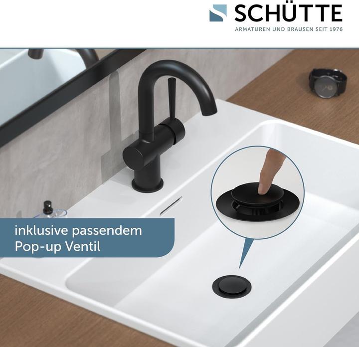 Produktbild Schütte Wasserhahn Bad CORNWALL Waschtischarmatur Schwarz matt Einhebelmischer Mischbatterie 79016