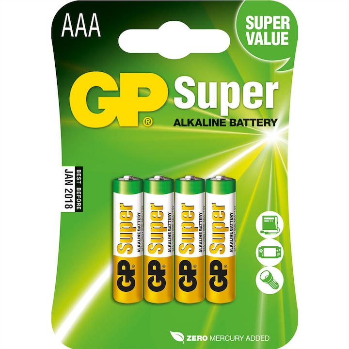 Produktbild GP Batteries Super Alkaline (4 Stk., AAA, 2400 mAh)