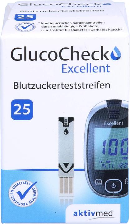 Actual product image Gluco Check GlucoCheck Excellent blood glucose test strips, 25 test strips (Test strips)