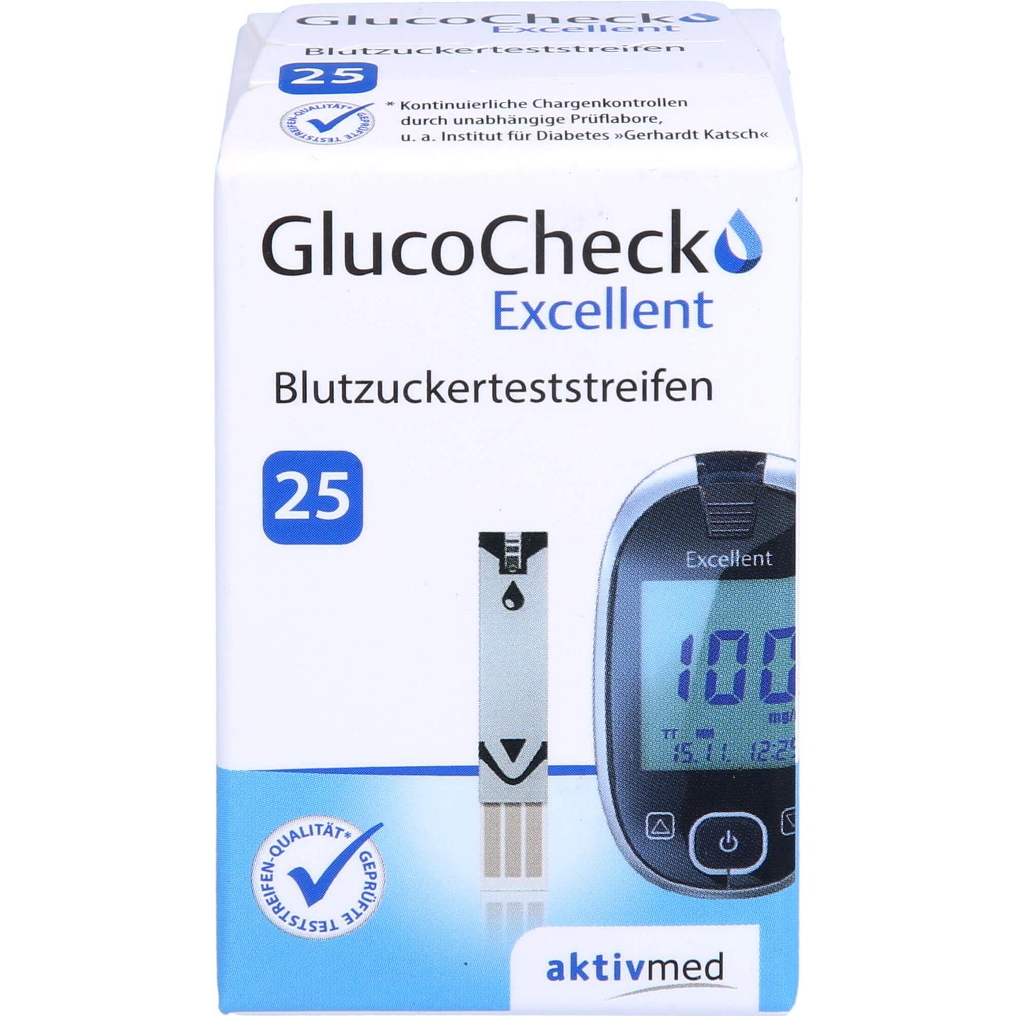 Thumbnail - Gluco Check, Bluttest, GlucoCheck Excellent Blutzuckerteststreifen, 25 St. Teststreifen (Teststreifen)