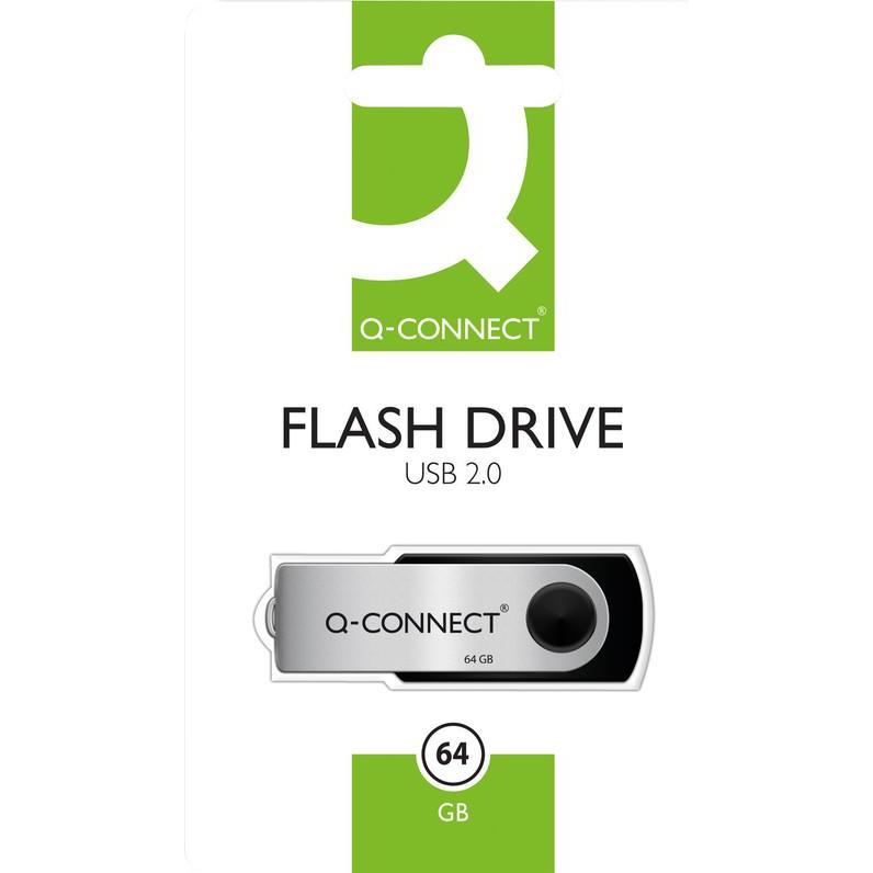 Thumbnail - Q-Connect USB Flash Drive 2.0 (64 GB, USB-A, USB 2.0), USB Stick, Grau