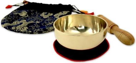 Actual product image Klangschalen-Center Small singing bowl with a bright sound in a blue bag (Singing bowl)