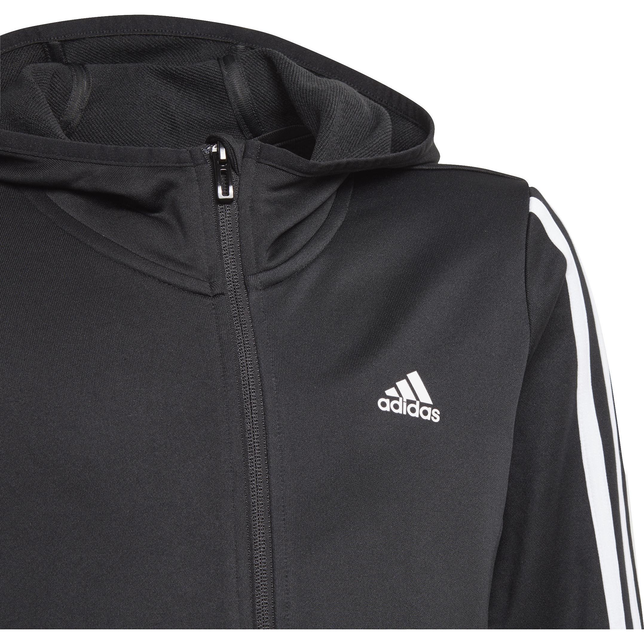 Thumbnail - adidas, Unisex, Pullover, Girl's 3 Stripes Full Zip Hoodie, Schwarz, (134)