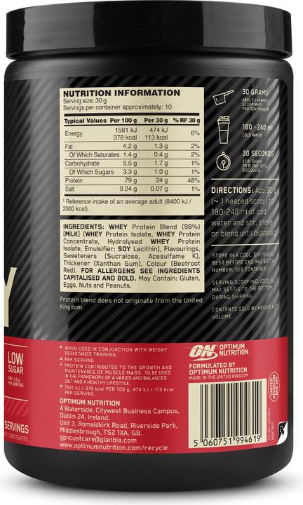 Produktbild Optimum Nutrition 100% Whey Gold Standard (Delicious Strawberry, 1 Stk., 300 g)