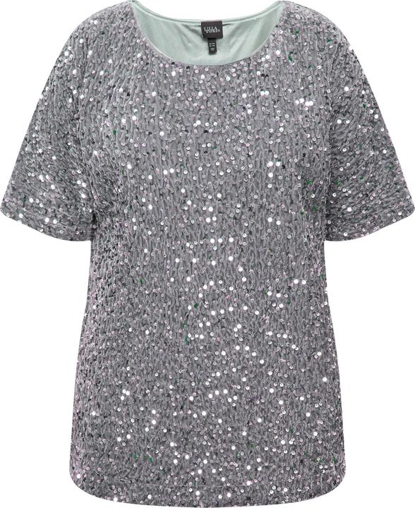 Image du produit Ulla Popken Blouse en velours à paillettes, col rond et manches courtes (46, 48)