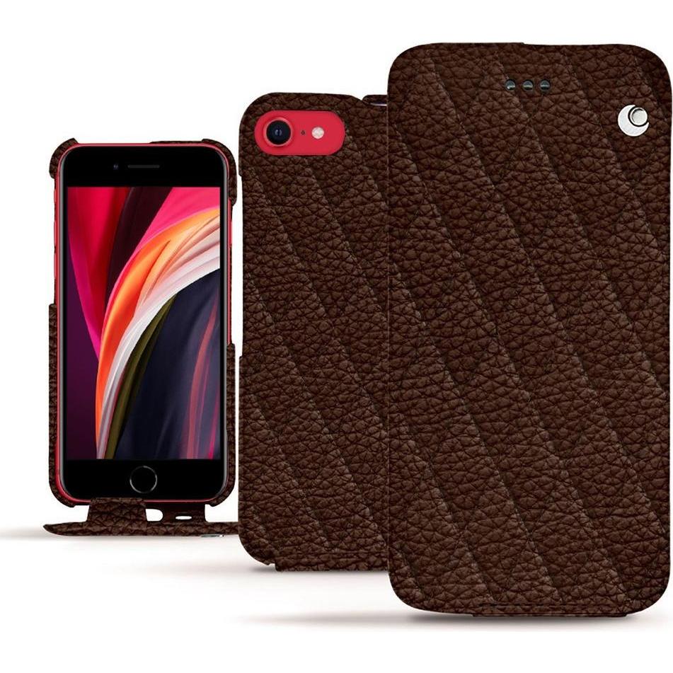 Noreve Lederschutzhülle vertikal (Apple iPhone SE (3rd Gen), Apple iPhone SE (2nd Gen)), Smartphone Hülle, Braun