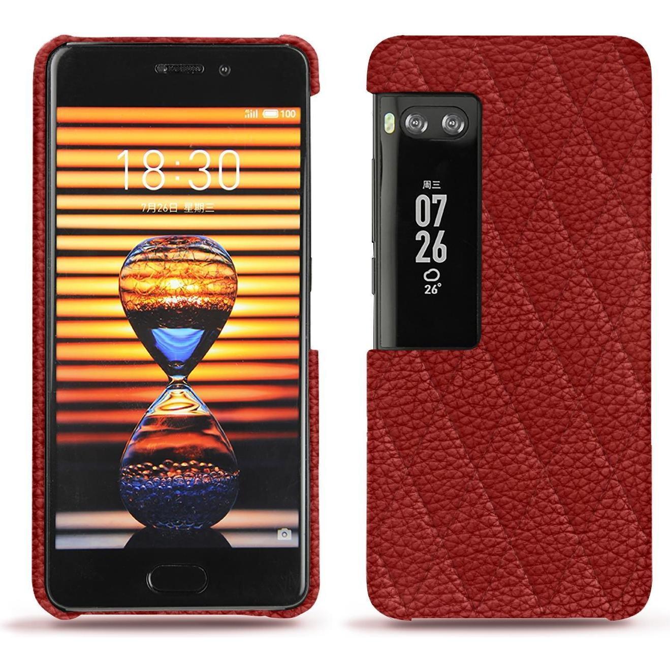 Noreve Lederschutzhülle (Meizu Pro 7 Plus), Smartphone Hülle, Rot