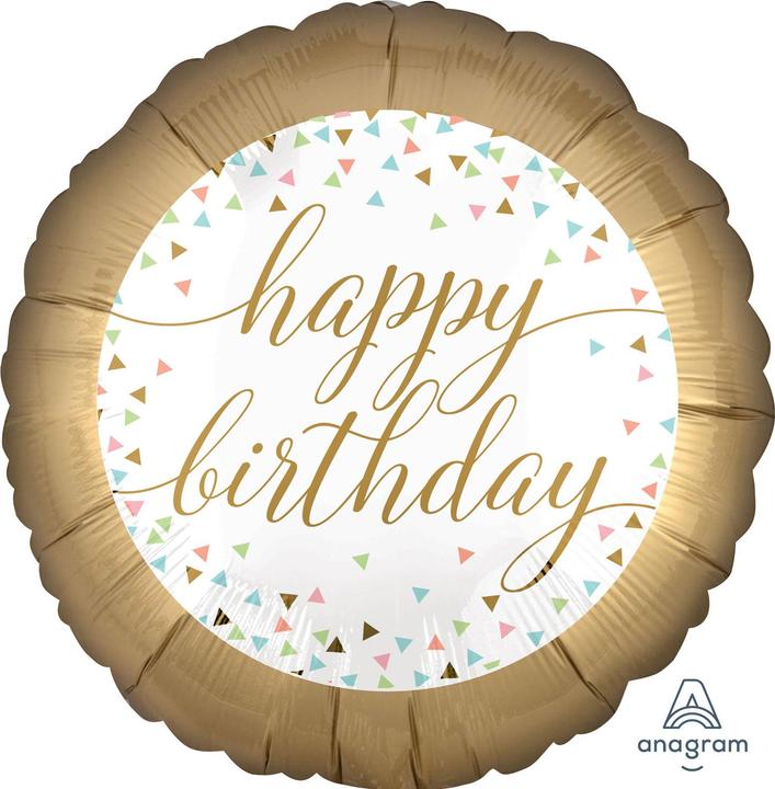 Produktbild Magni 3717701 - Standard Folienballon Happy Birthday, Durchmesser circa 43 cm, Heliumballon, Geburt (5 x)