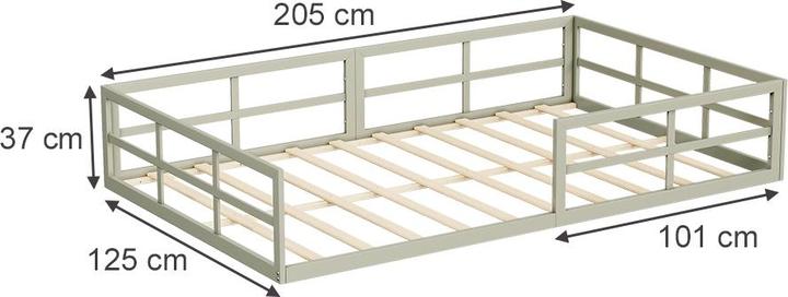 Immagine prodotto VitaliSpa Bodenbett aus Metall Minno, Greige, 205 x 125 cm ohne Matratze (120 x 200 cm)
