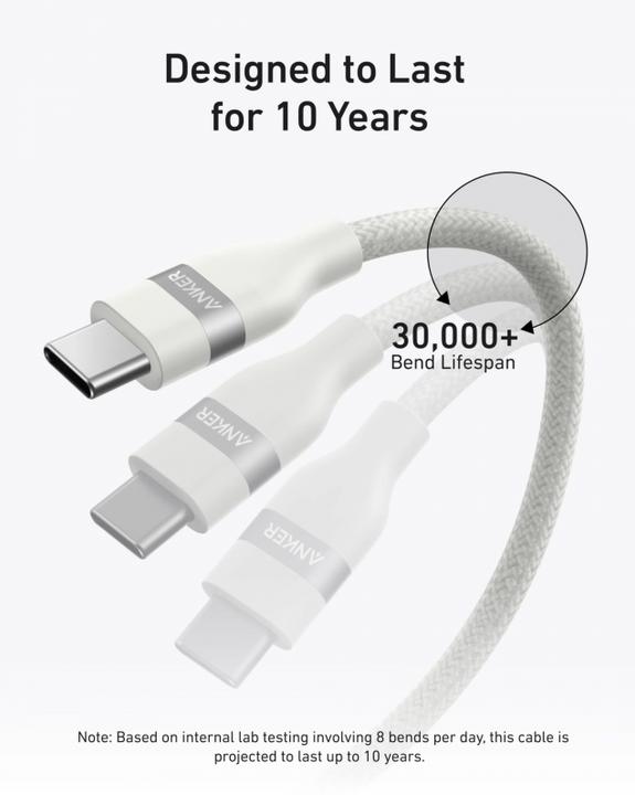 Immagine prodotto Anker USB-C beidseitig 1.8m, 240W USB-C Cable White (1.80 m, 240 W)