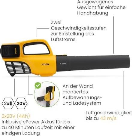 Produktbild Stiga BL 300e 273504501/ST1 Laubbläser inkl. Akku, inkl. Ladegerät (Akkubetrieb, Laubbläser)