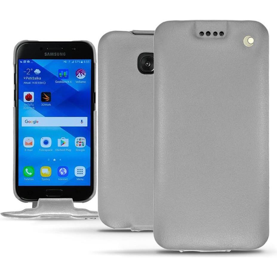 Noreve Lederschutzhülle vertikal (Samsung Galaxy A3 (2017)), Smartphone Hülle, Grau