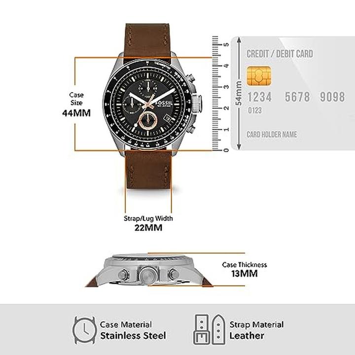 Actual product image Fossil Decker Quartz Chronograph Leather Strap (Chronograph)