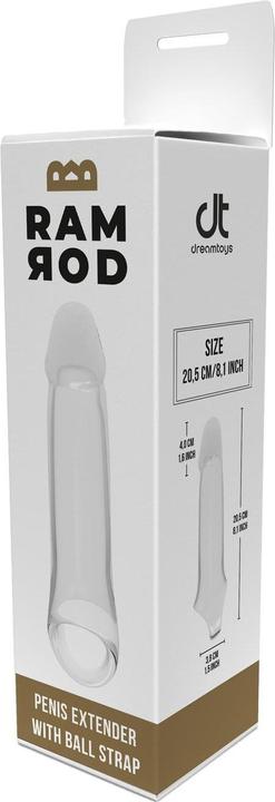Actual product image Dreamtoys Dream Toys Ramrod 19.3 cm Extender With Ball Strap Clear