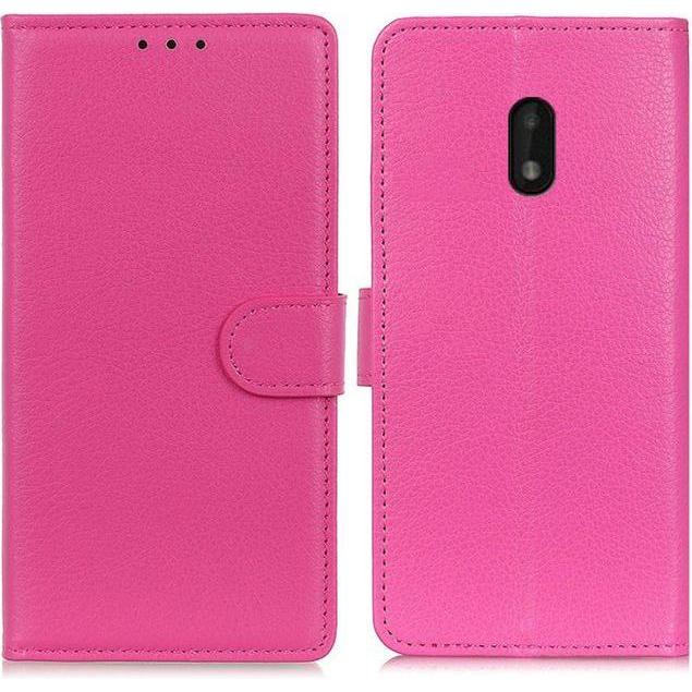 Thumbnail - MU Classic Litchi Leder Bookcover Series (Nokia C1 Plus), Smartphone Hülle, Rosa
