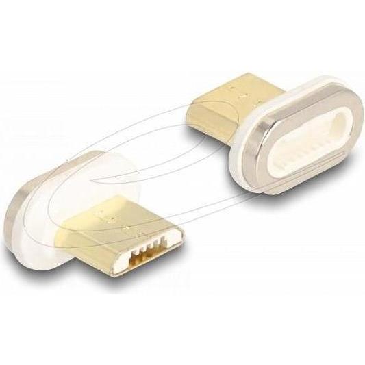 Delock Magnetischer Adapter USB Typ Micro-B Stecker (Micro USB), Adattatore dati + video, Oro
