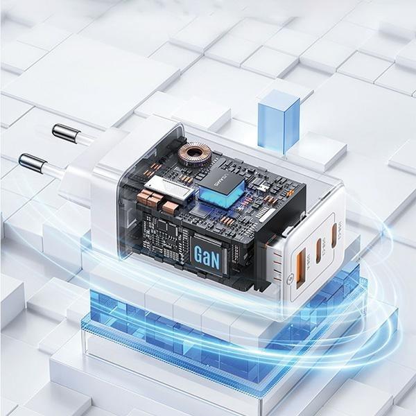 Productafbeelding Usams US-CC180 65W ACC 3-poorts GaN snellader (EU) -- Sandru serie (65 W)