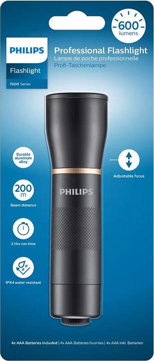 Produktbild Philips SFL7001T/10 flashlight Black Push flashlight LED (45.20 cm, 600 lm)
