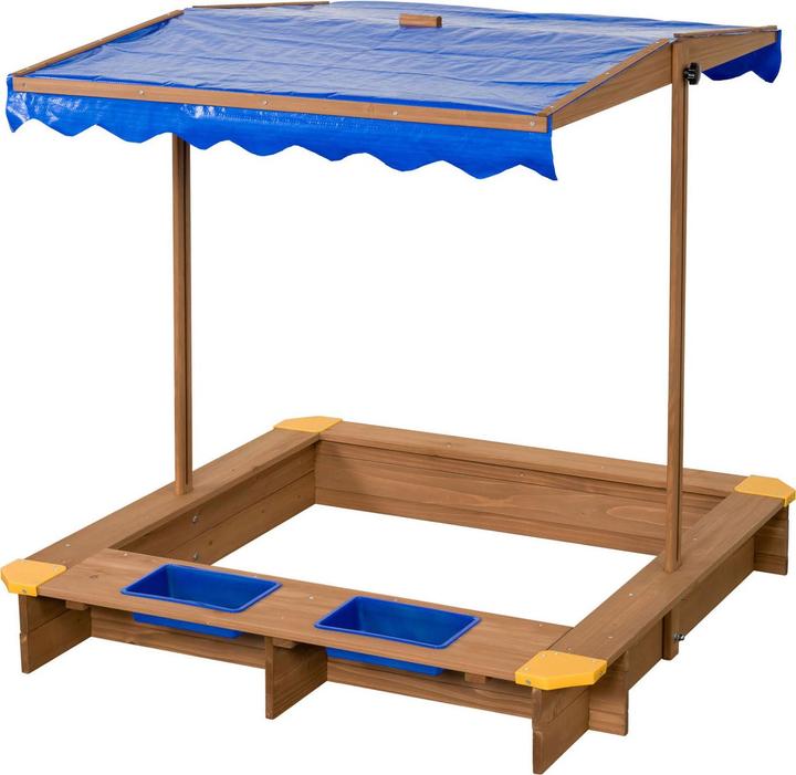 Actual product image SwingKing Wooden sandpit with water bowls and cover