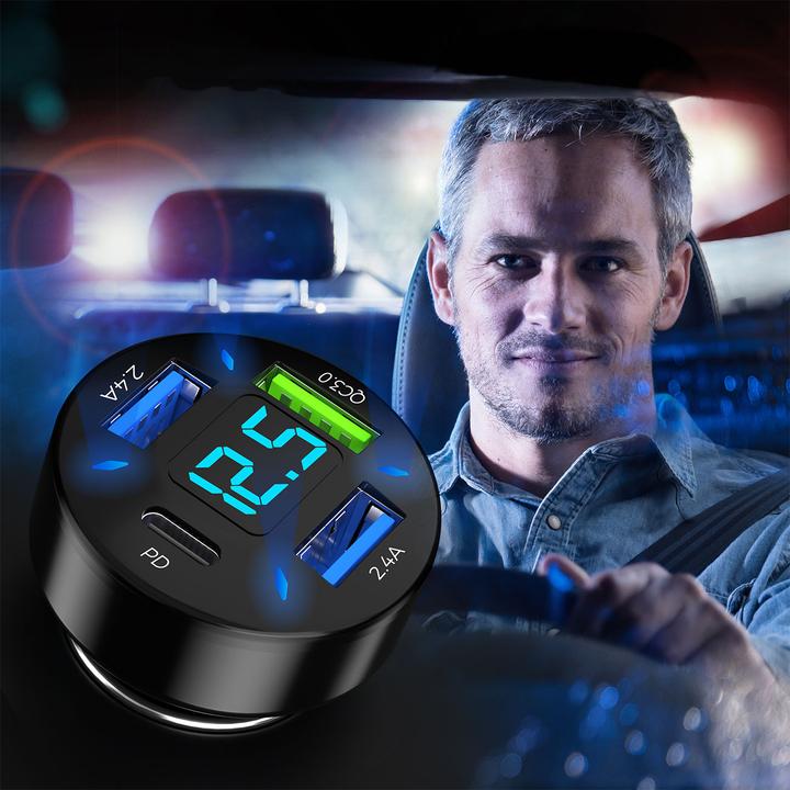 Produktbild Casativo 4 Port Auto USB-Ladegerät, Spannungsanzeige, (50 Watt)