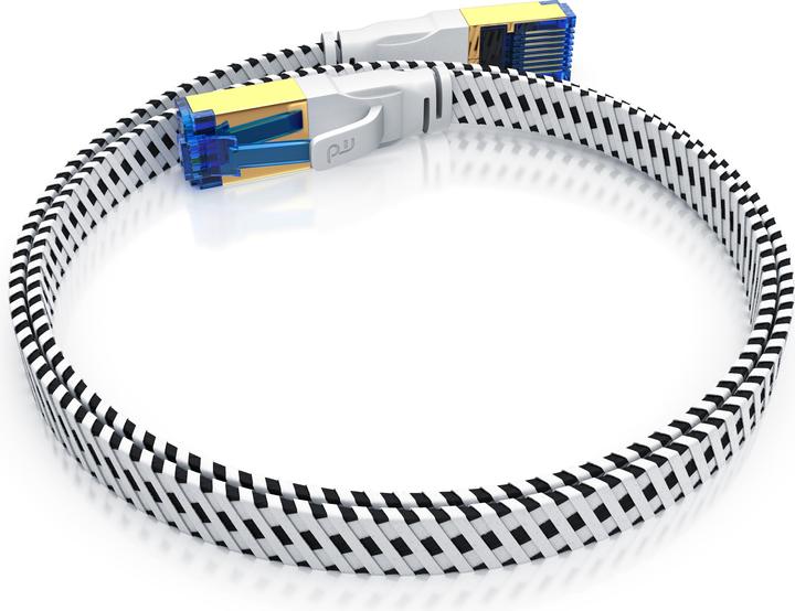 Produktbild Primewire CAT 8 Netzwerkkabel Flach Baumwollmantel - LAN Patchkabel Datenkabel - Flachbandkabel - Verlegekabel (U/FTP, CAT8.1, 0.25 m)