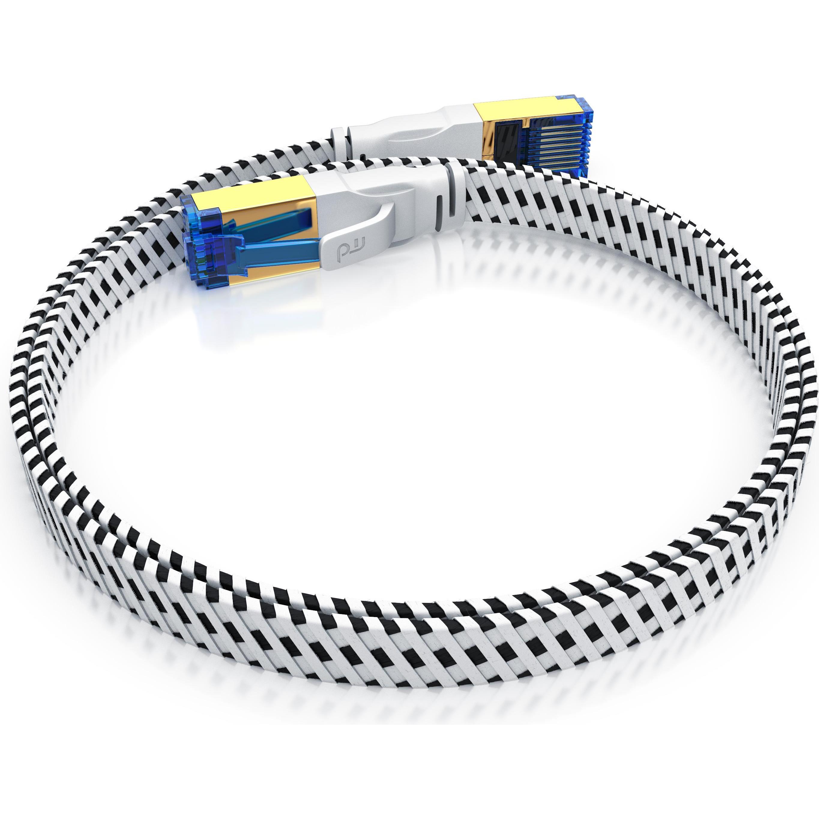 Thumbnail - Primewire CAT 8 Netzwerkkabel Flach Baumwollmantel - LAN Patchkabel Datenkabel - Flachbandkabel - Verlegekabel (U/FTP, C...