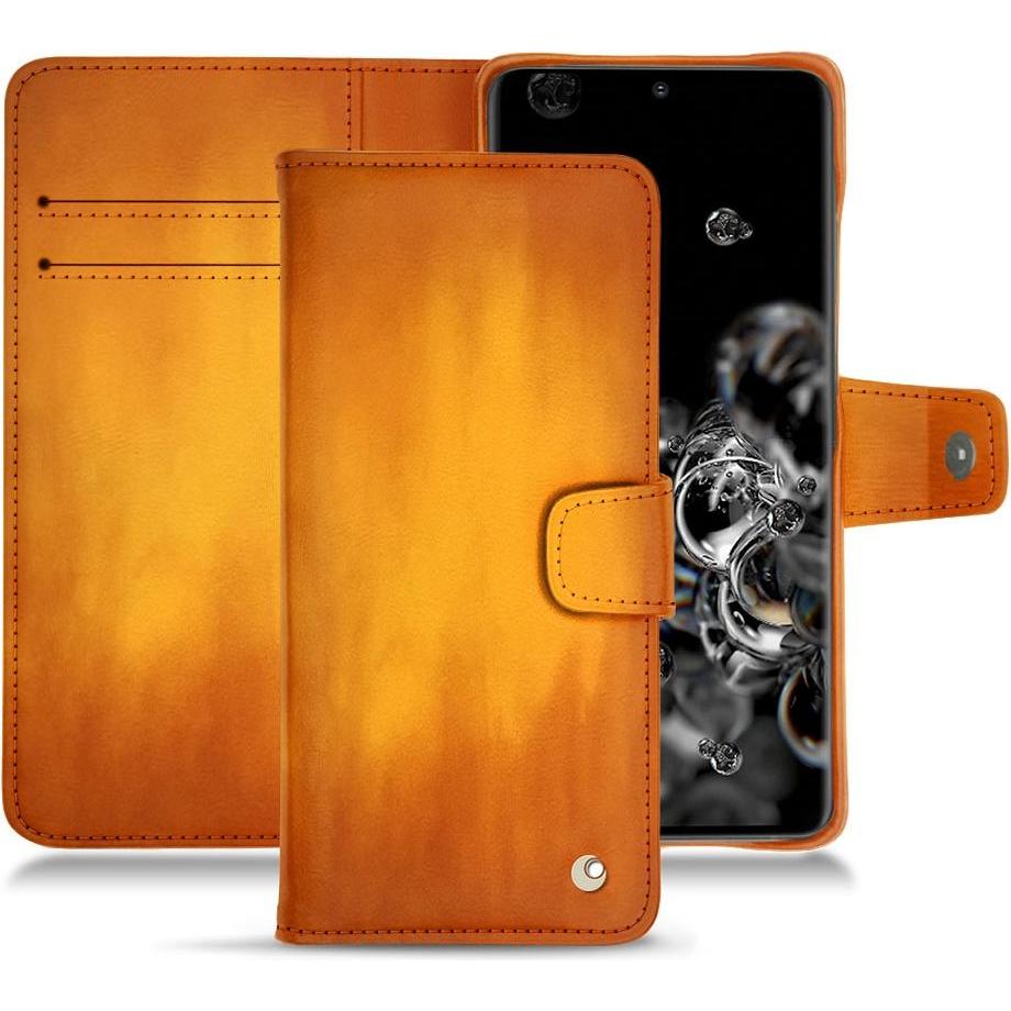 Noreve Lederschutzhülle Wallet (Samsung Galaxy S20+ 5G), Smartphone Hülle, Orange